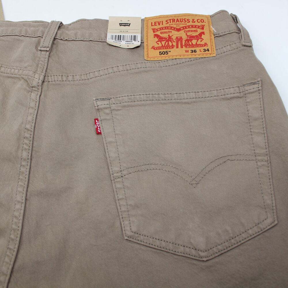 Levi's 505 36x34 New Tan Canvas Regular Fit Workwear Men's Denim Jeans - Picture 6 of 9